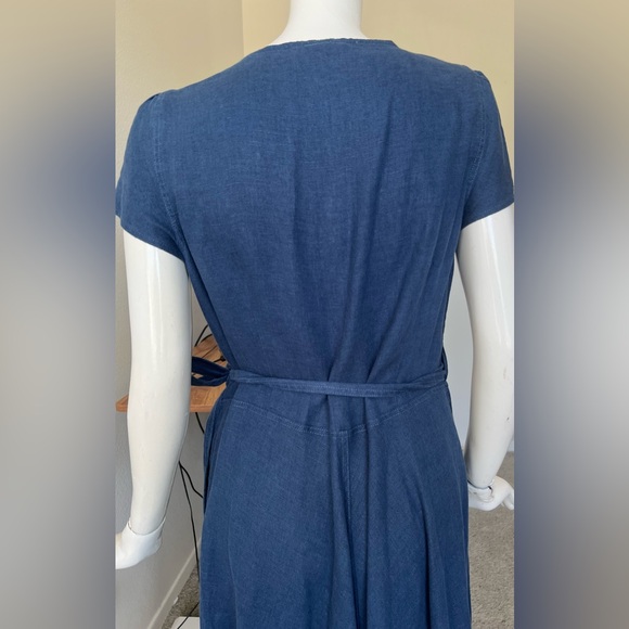 New Ralph Lauren Midi 100% Linen Navy Dress (8) - Picture 16 of 16